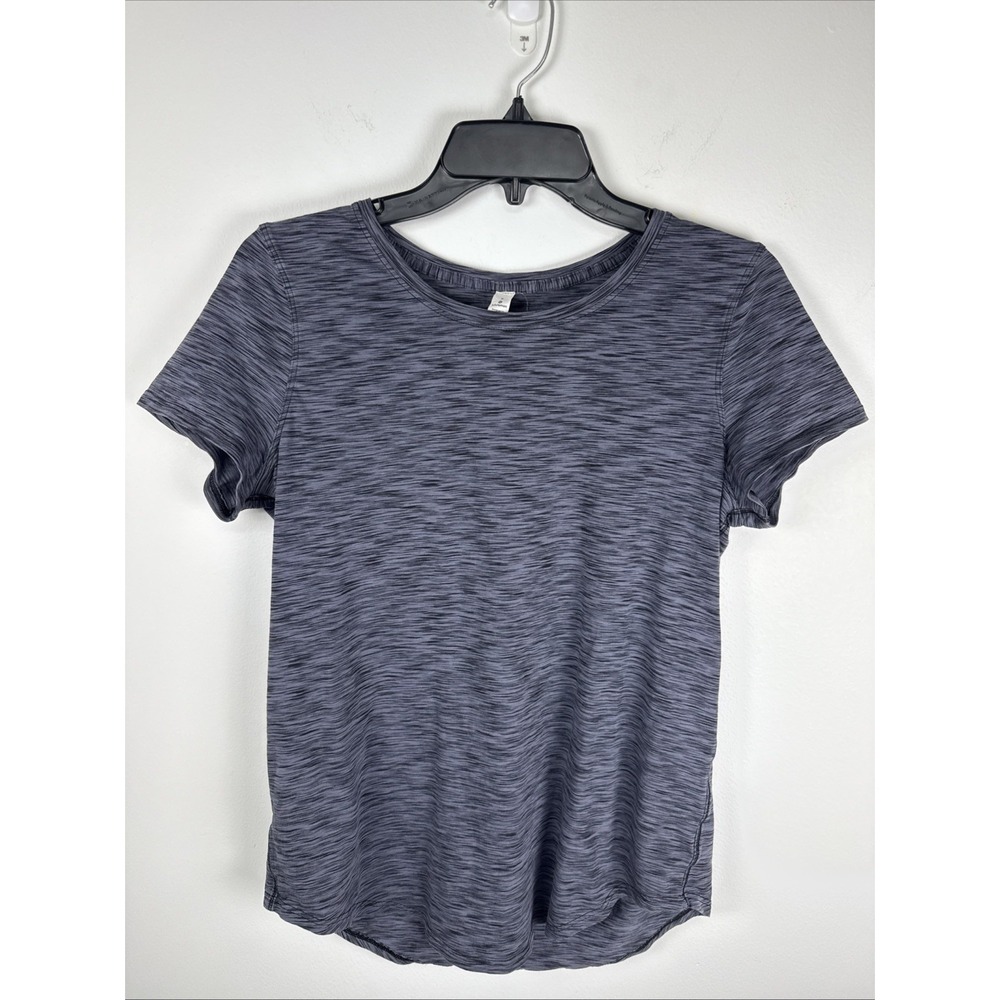 Lululemon Love Crew III Heathered Gray/bkack Athletic Gym Yoga Outdoor Top Sz 8